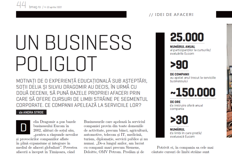 Delia Dragomir, CEO Eucom, interviu pentru revista Business Magazin  - eucom.ro